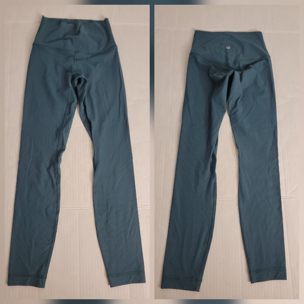 Lululemon Ribbed Align Leggings Womens Sz 2 High Rise 25" Green W5FJTS